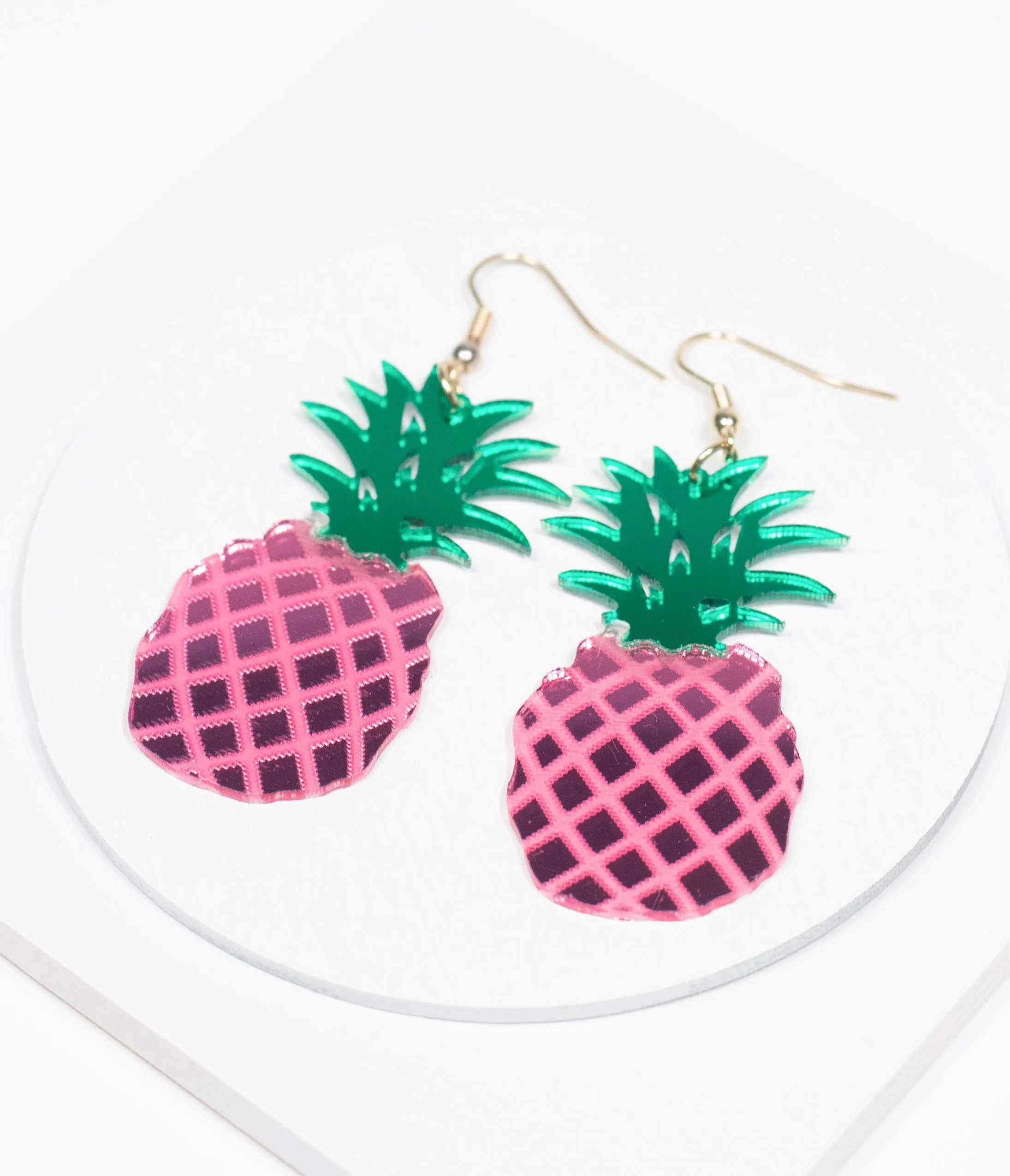 Pink Pineapple Drop Earrings