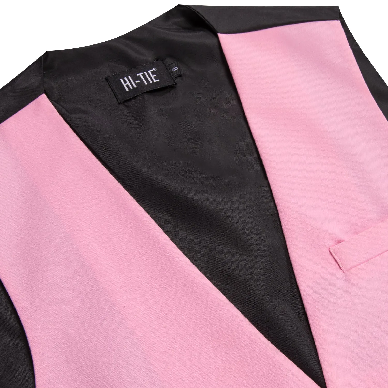 Pink Solid Silk Style Men's Single Vest