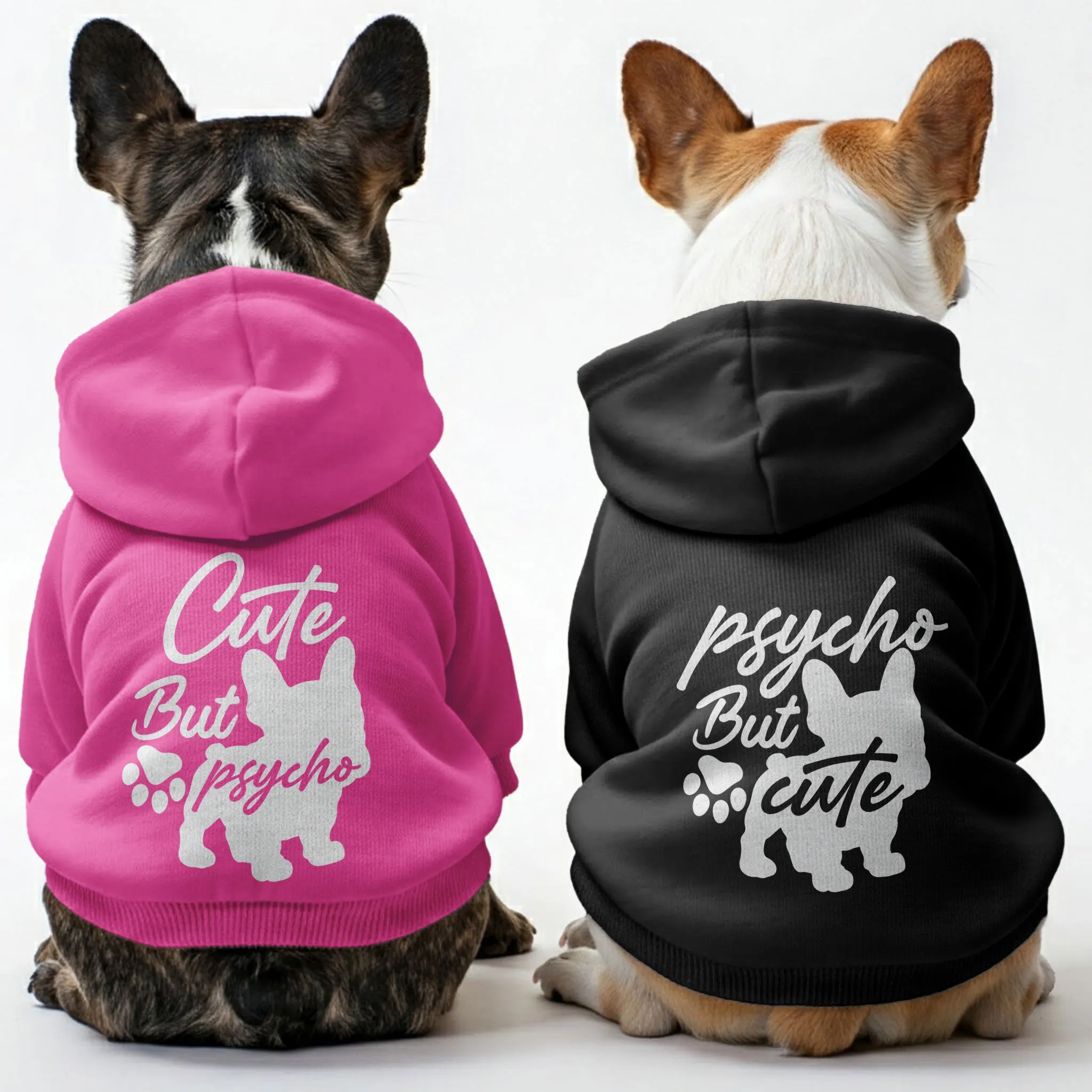 Psycho but cute and Cute but psycho - Matching French Bulldog Hoodies – Stylish, Cozy & Personalized!