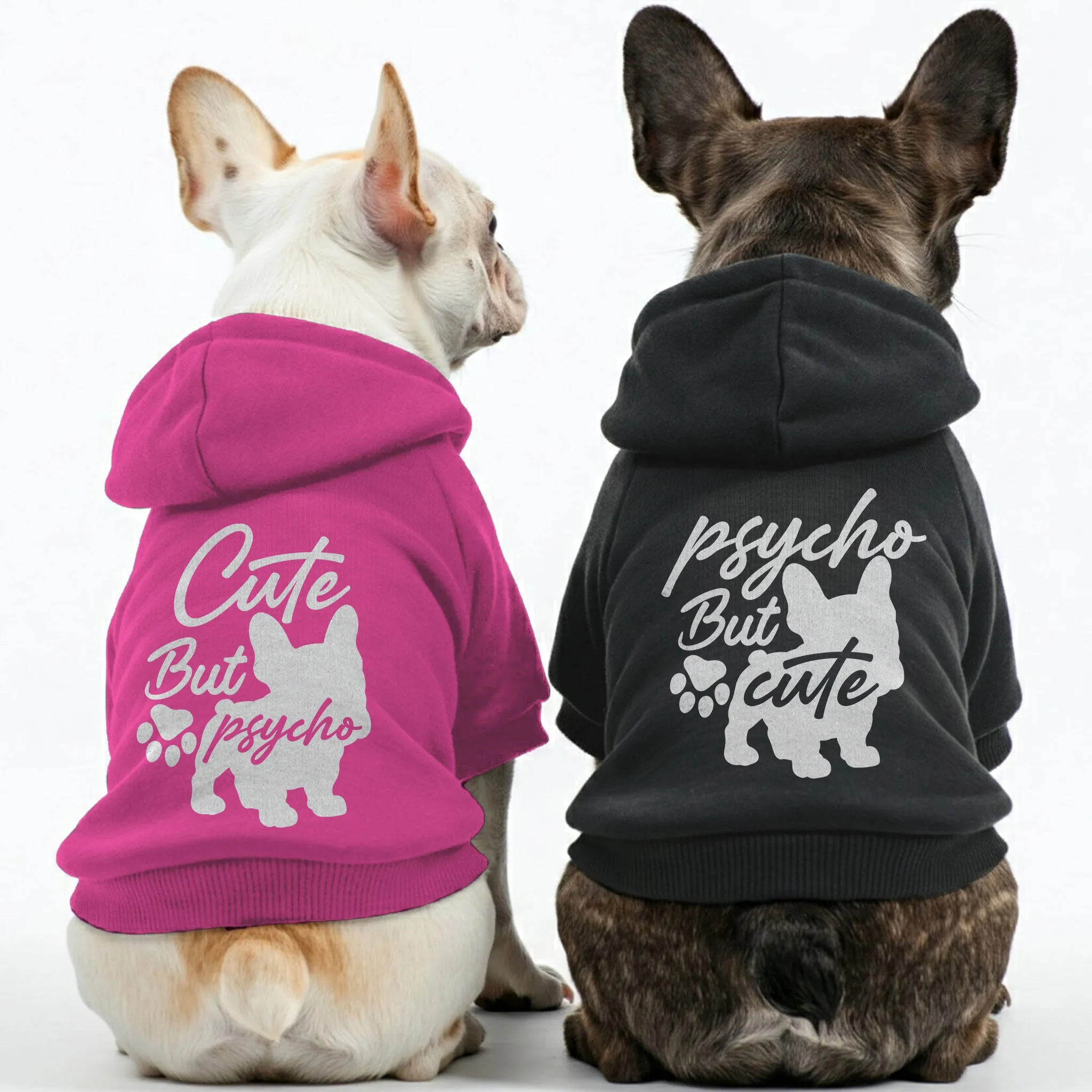 Psycho but cute and Cute but psycho - Matching French Bulldog Hoodies – Stylish, Cozy & Personalized!