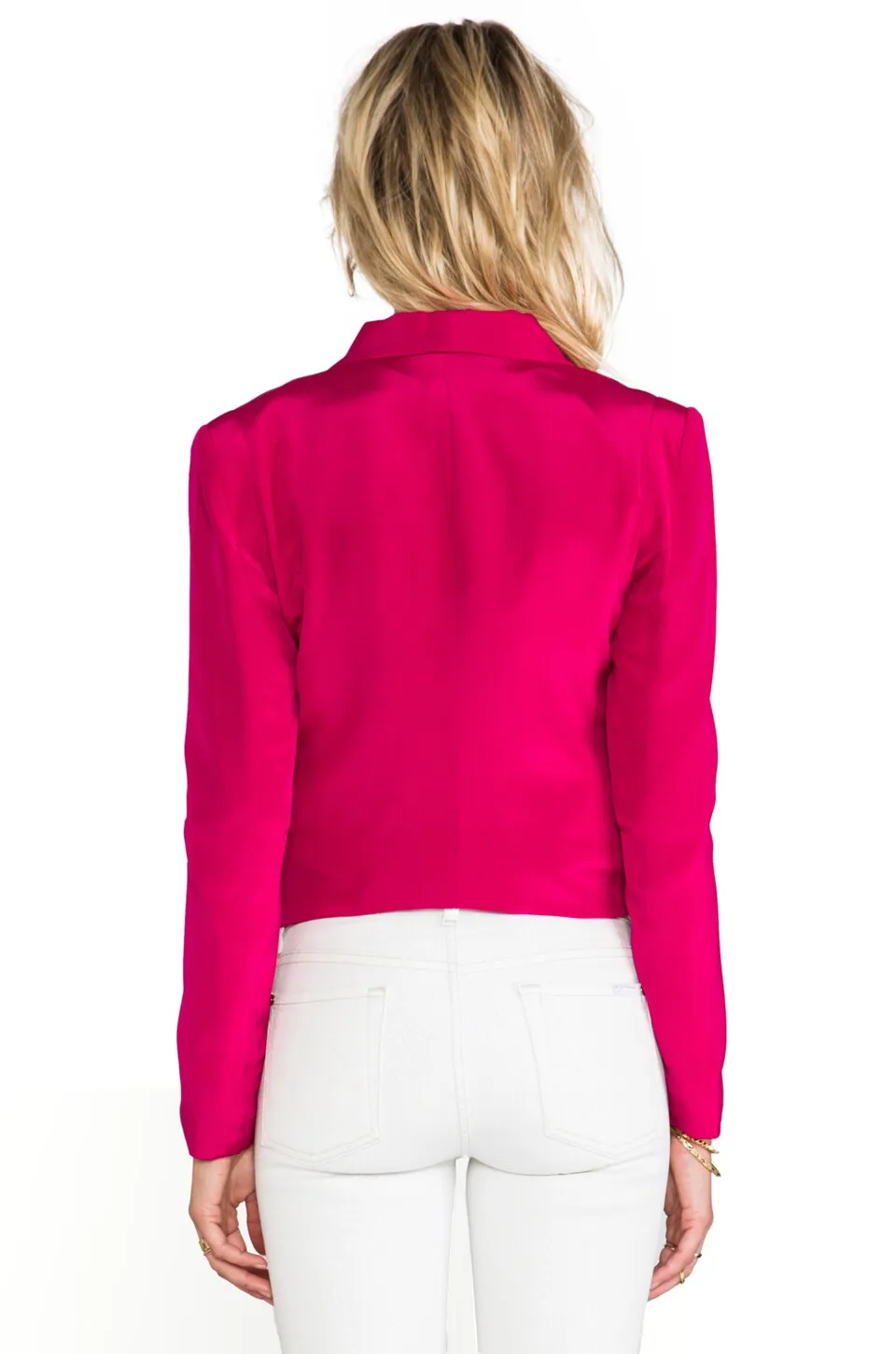 REBECCA MINKOFF Women's Magenta Becky Silk Jacket Size 10 NWT