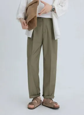 Relaxed Tapered Pleated Trousers with Pockets