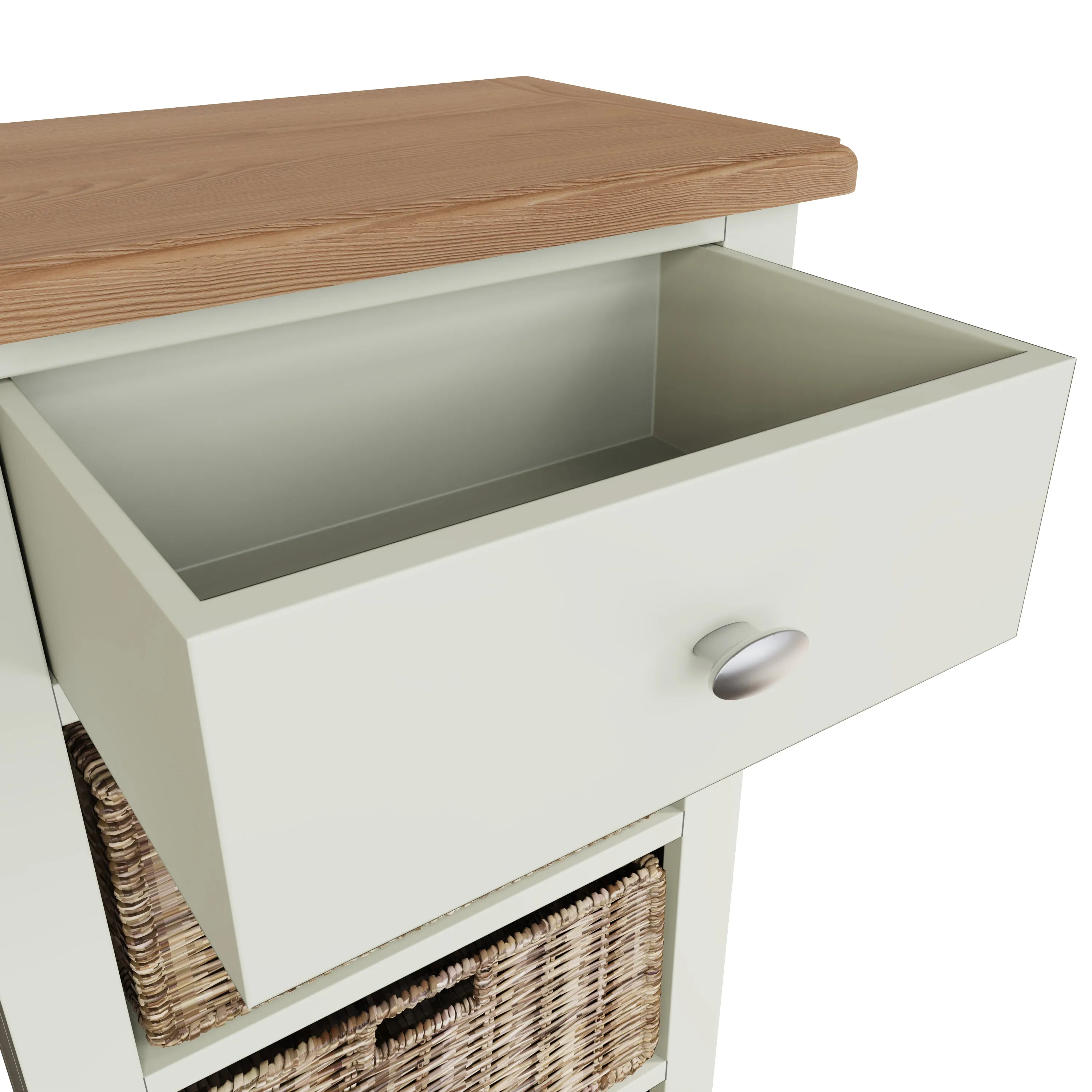 Salisbury Pure White Cabinet 1 Drawer 3 Basket 50 x 30 x 100 cm