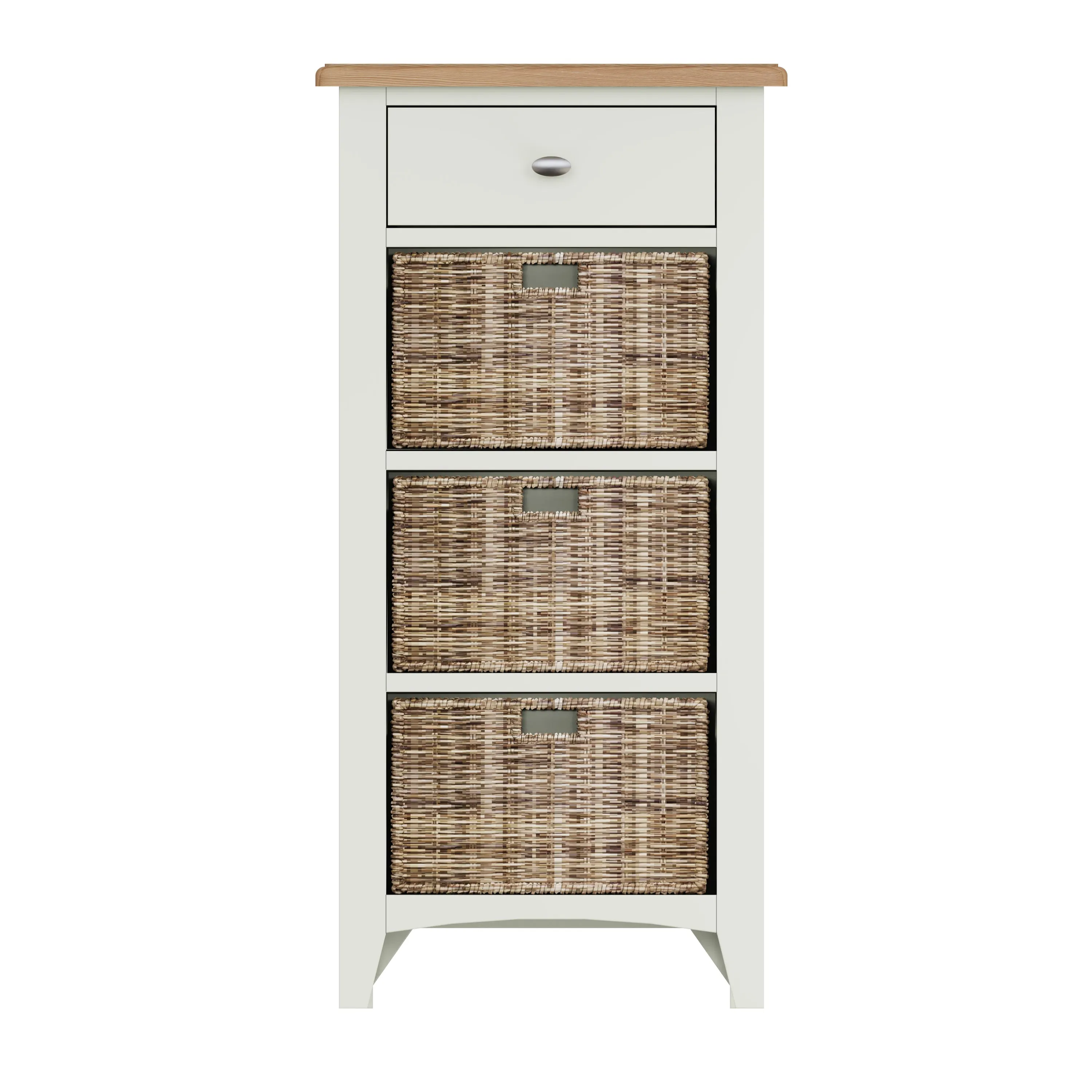 Salisbury Pure White Cabinet 1 Drawer 3 Basket 50 x 30 x 100 cm