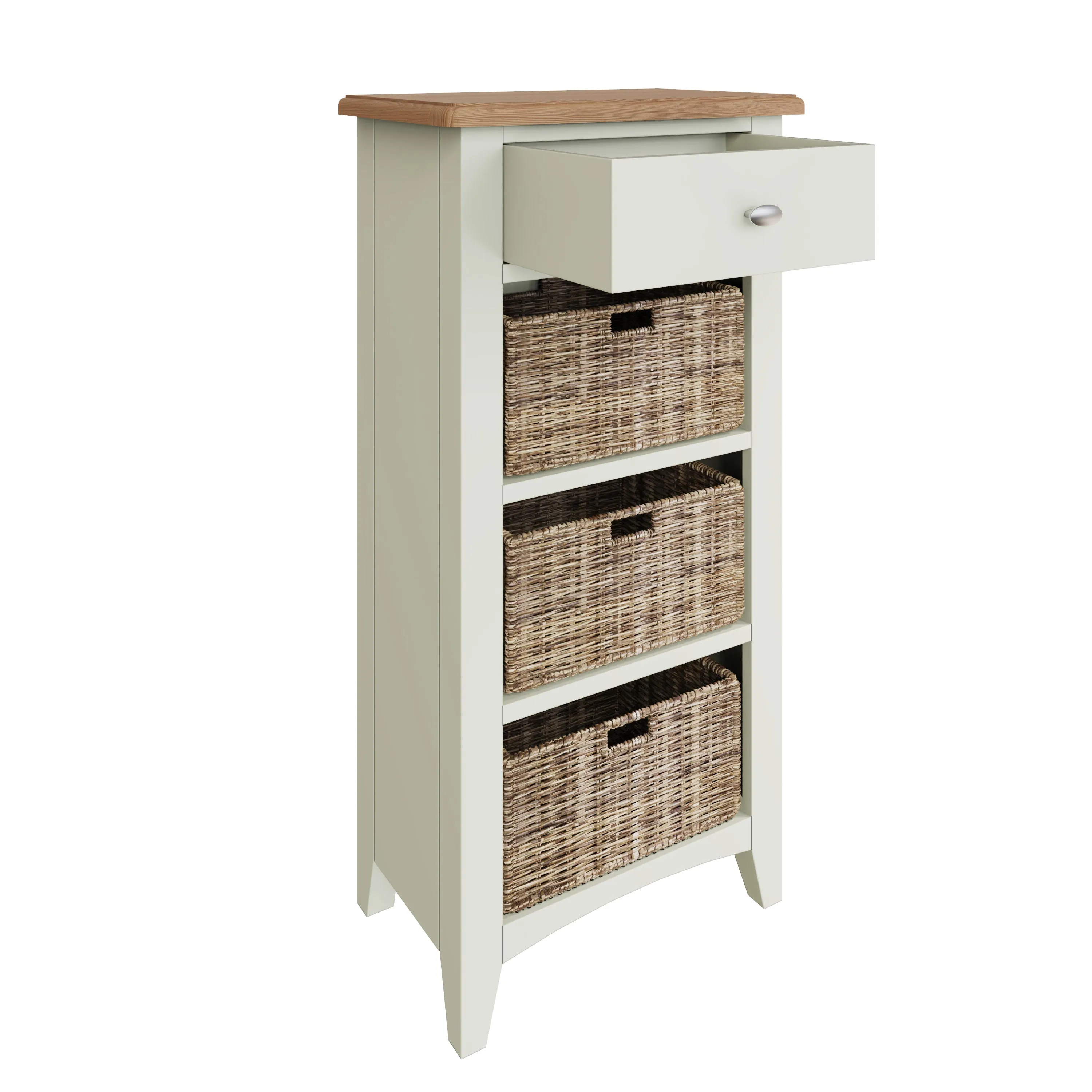 Salisbury Pure White Cabinet 1 Drawer 3 Basket 50 x 30 x 100 cm