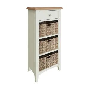 Salisbury Pure White Cabinet 1 Drawer 3 Basket 50 x 30 x 100 cm