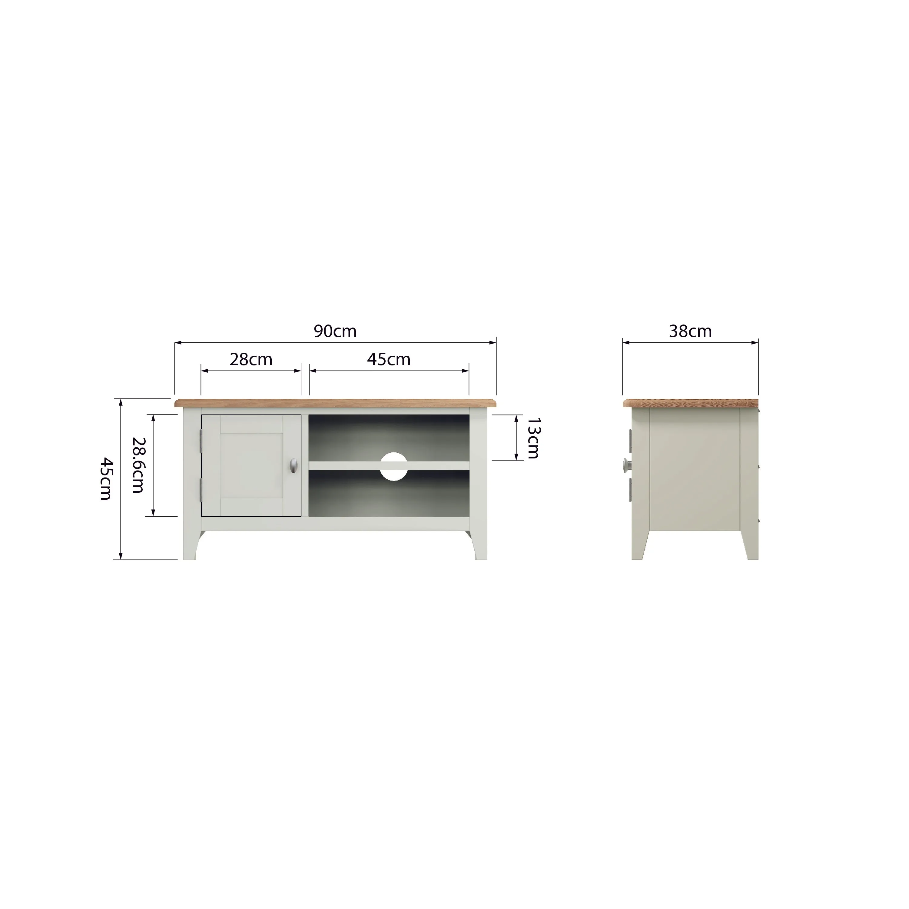 Salisbury Pure White TV Unit 90 x 38 x 45 cm