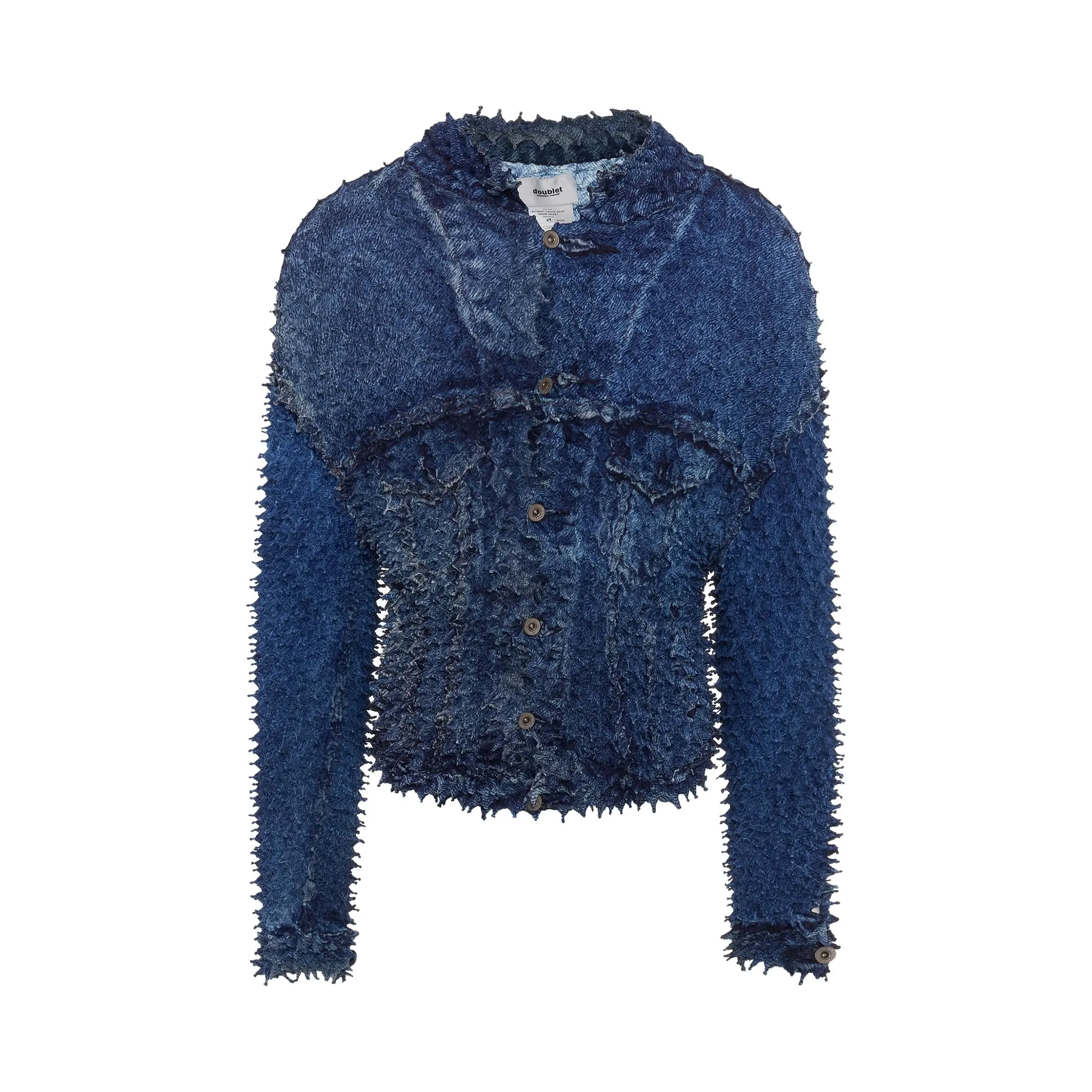 Shibori Photo Print Denim Jacket in Indigo