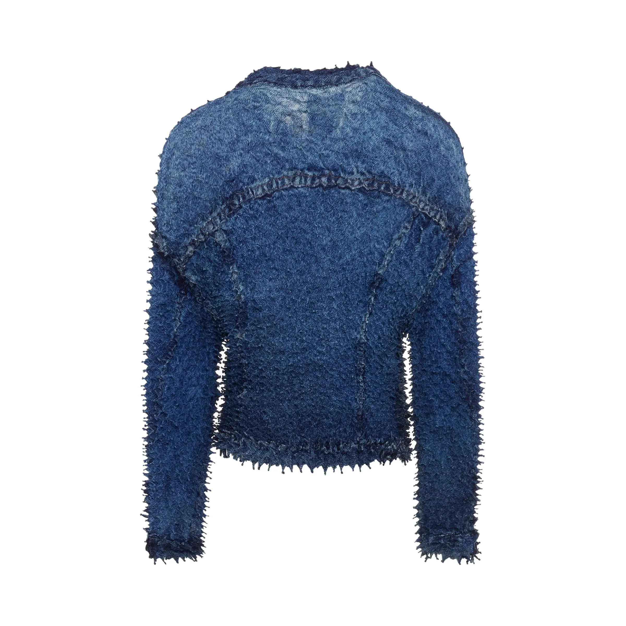 Shibori Photo Print Denim Jacket in Indigo