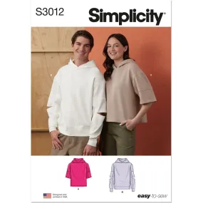 Simplicity Sewing Pattern S3012 Unisex Hoodies