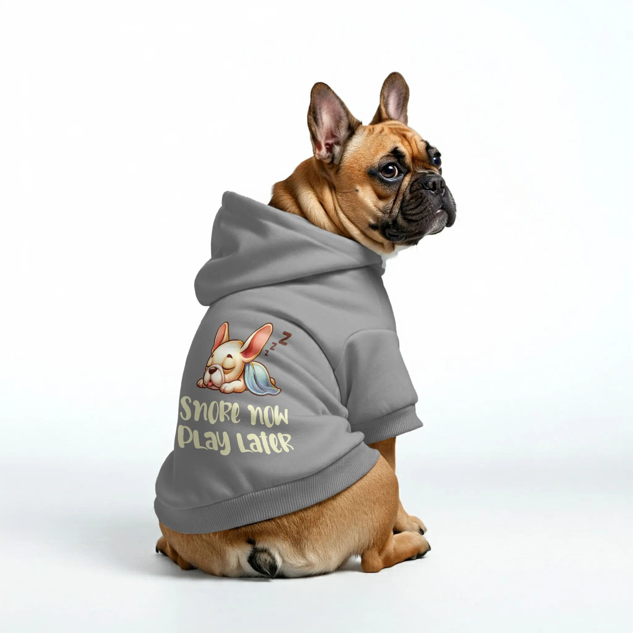 Snore now, play later - Personalized French Bulldog Hoodies with Funny Quotes – Stylish, Cozy, and Premium 100% Cotton