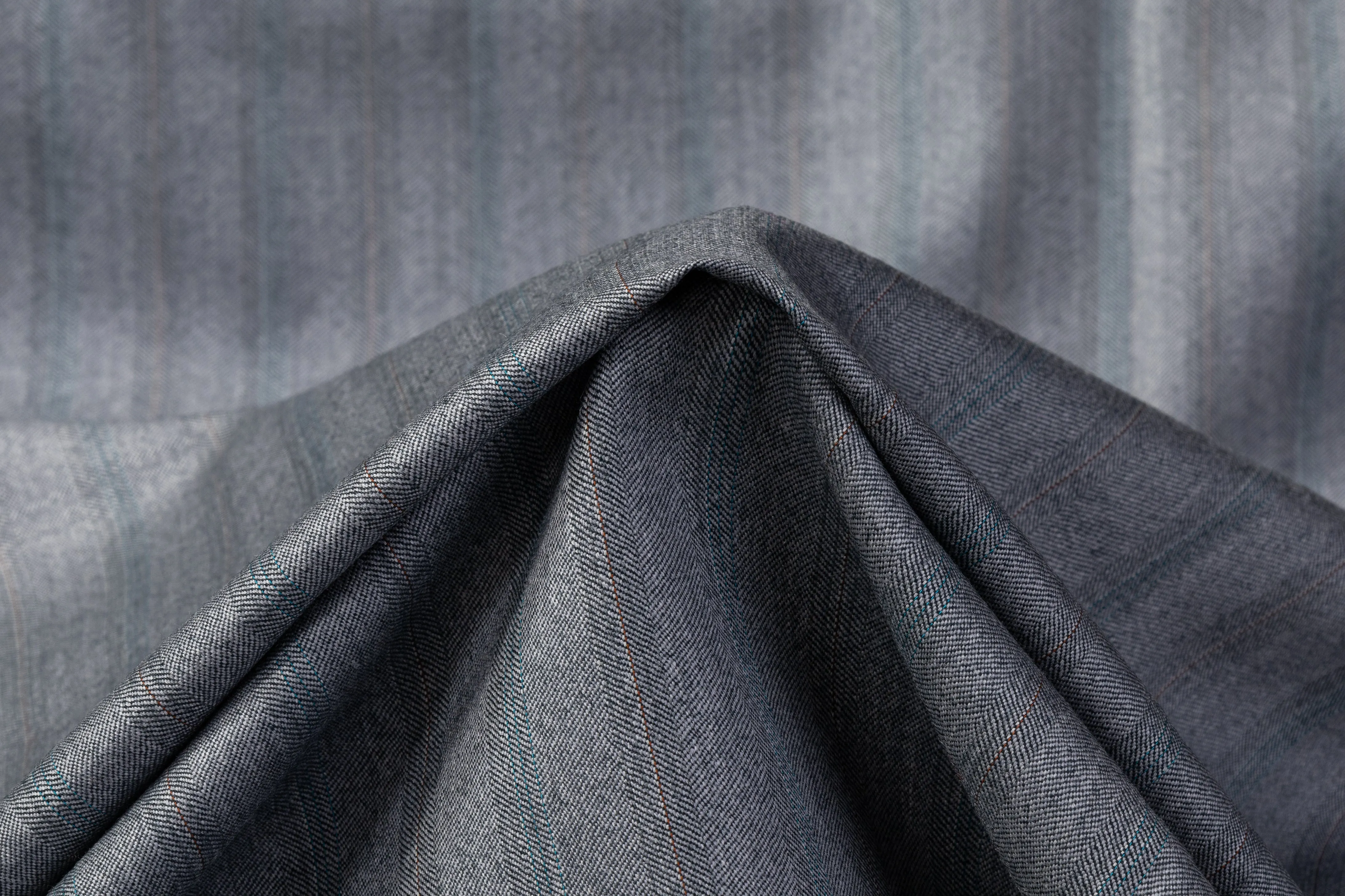 Striped Italian Wool Blend Suiting - Gray