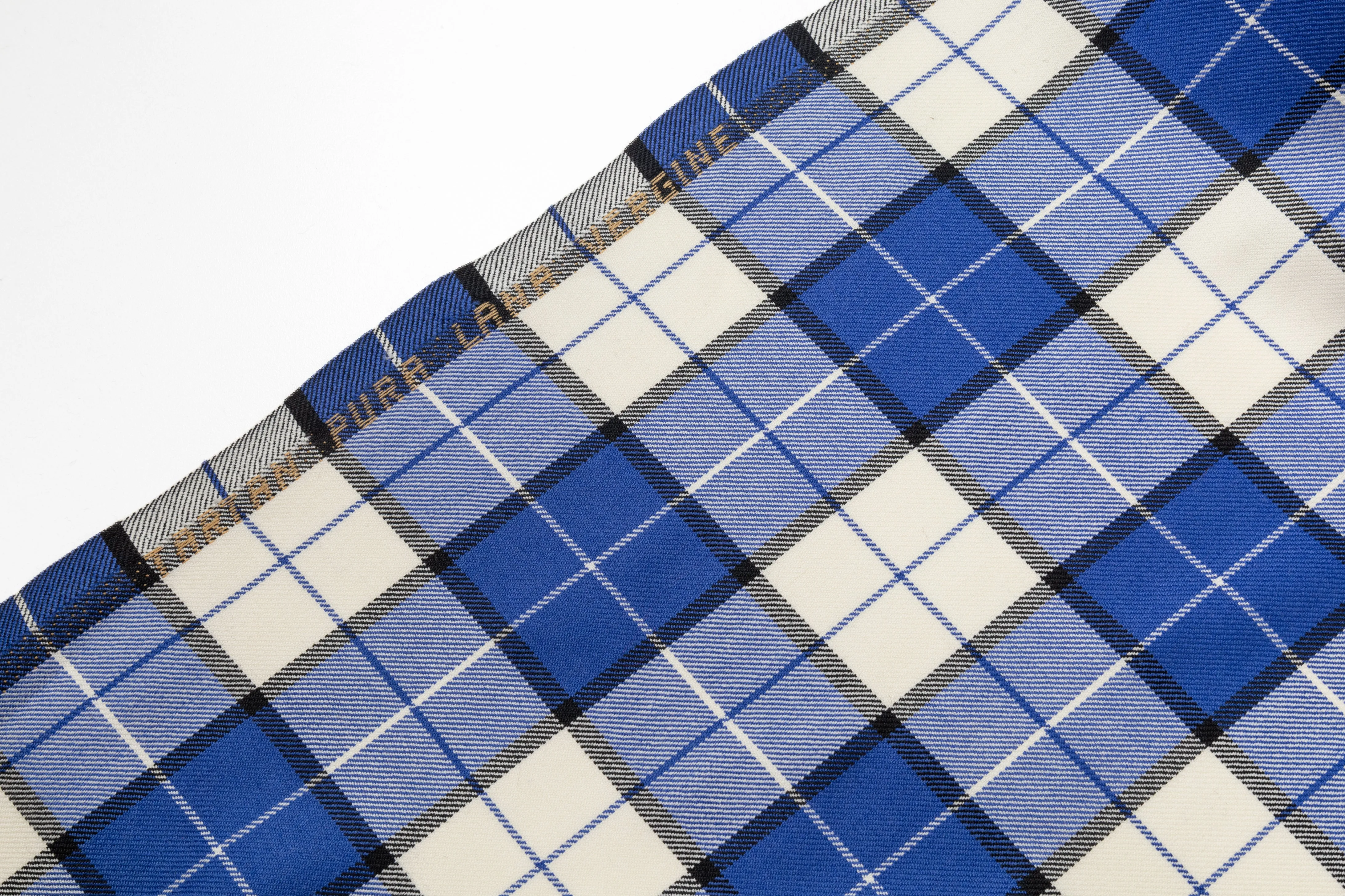 Tartan Italian Wool Suiting - Blue / White