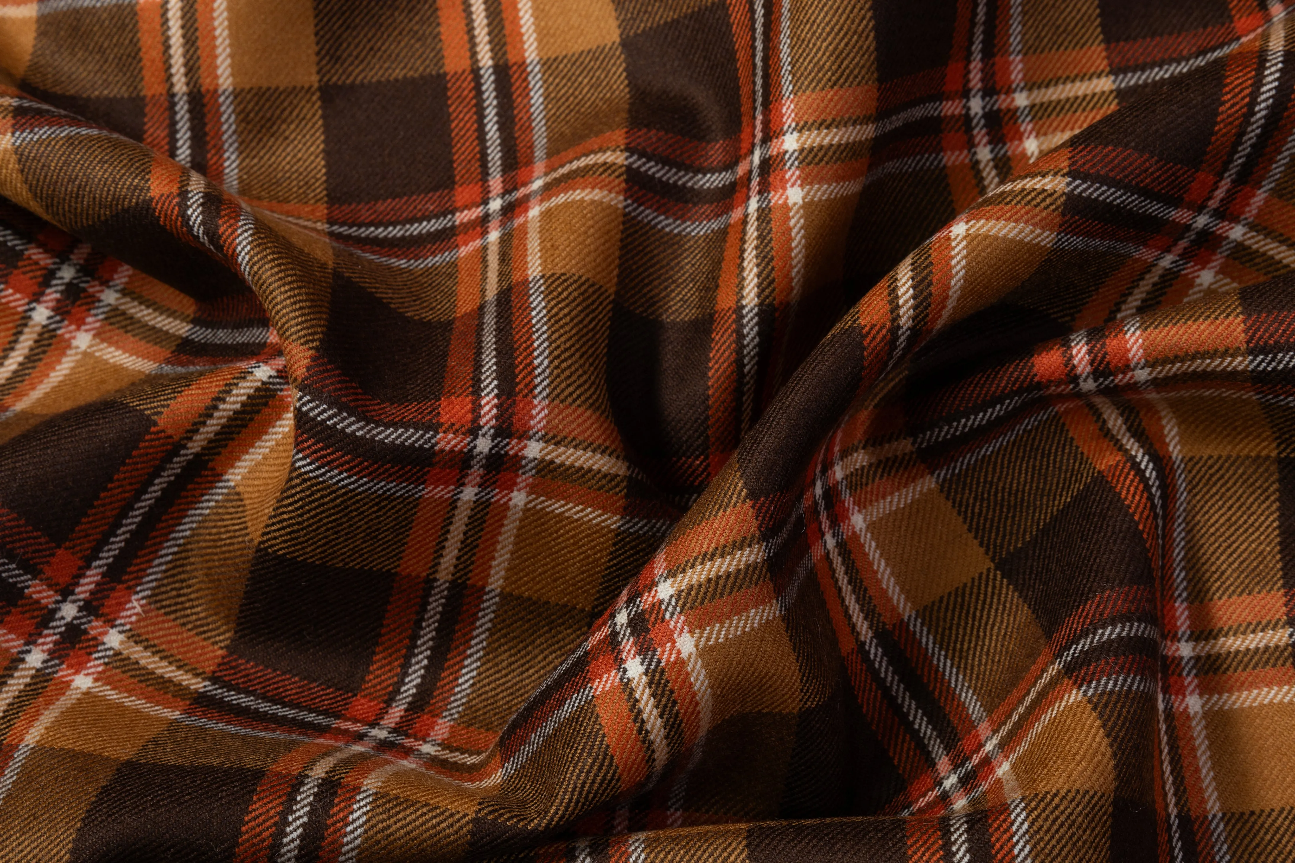 Tartan Italian Wool Suiting - Brown / Orange