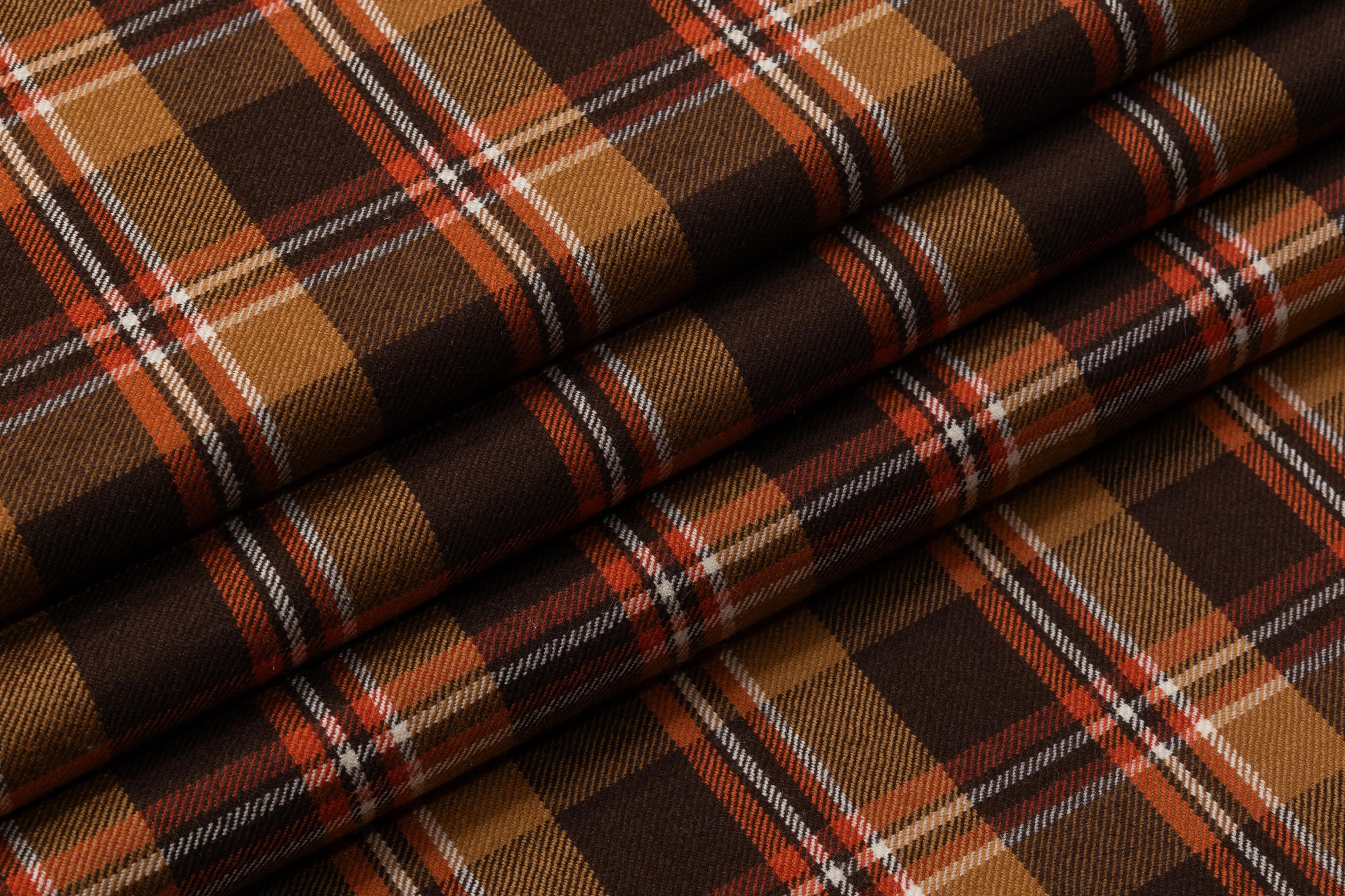 Tartan Italian Wool Suiting - Brown / Orange