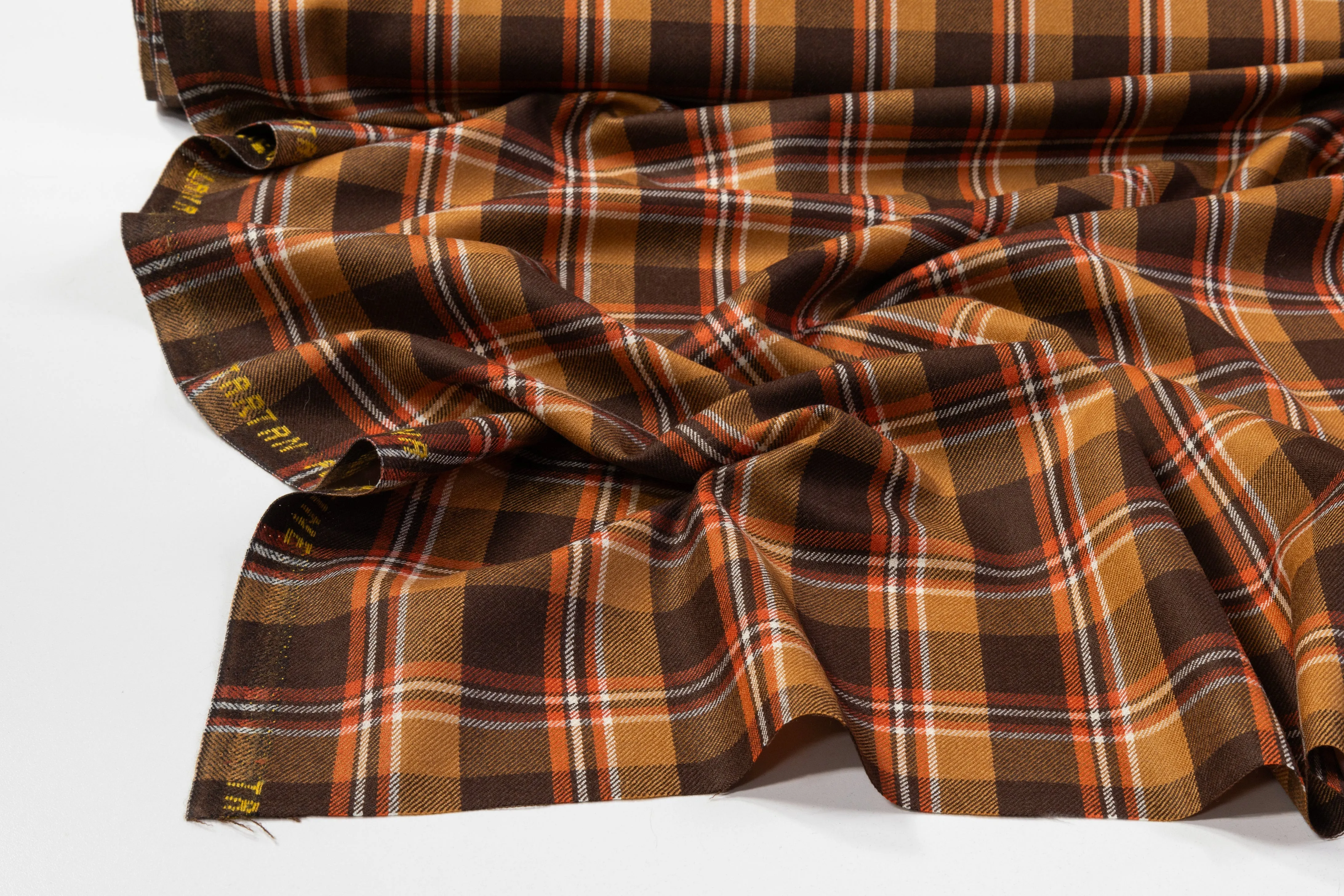 Tartan Italian Wool Suiting - Brown / Orange