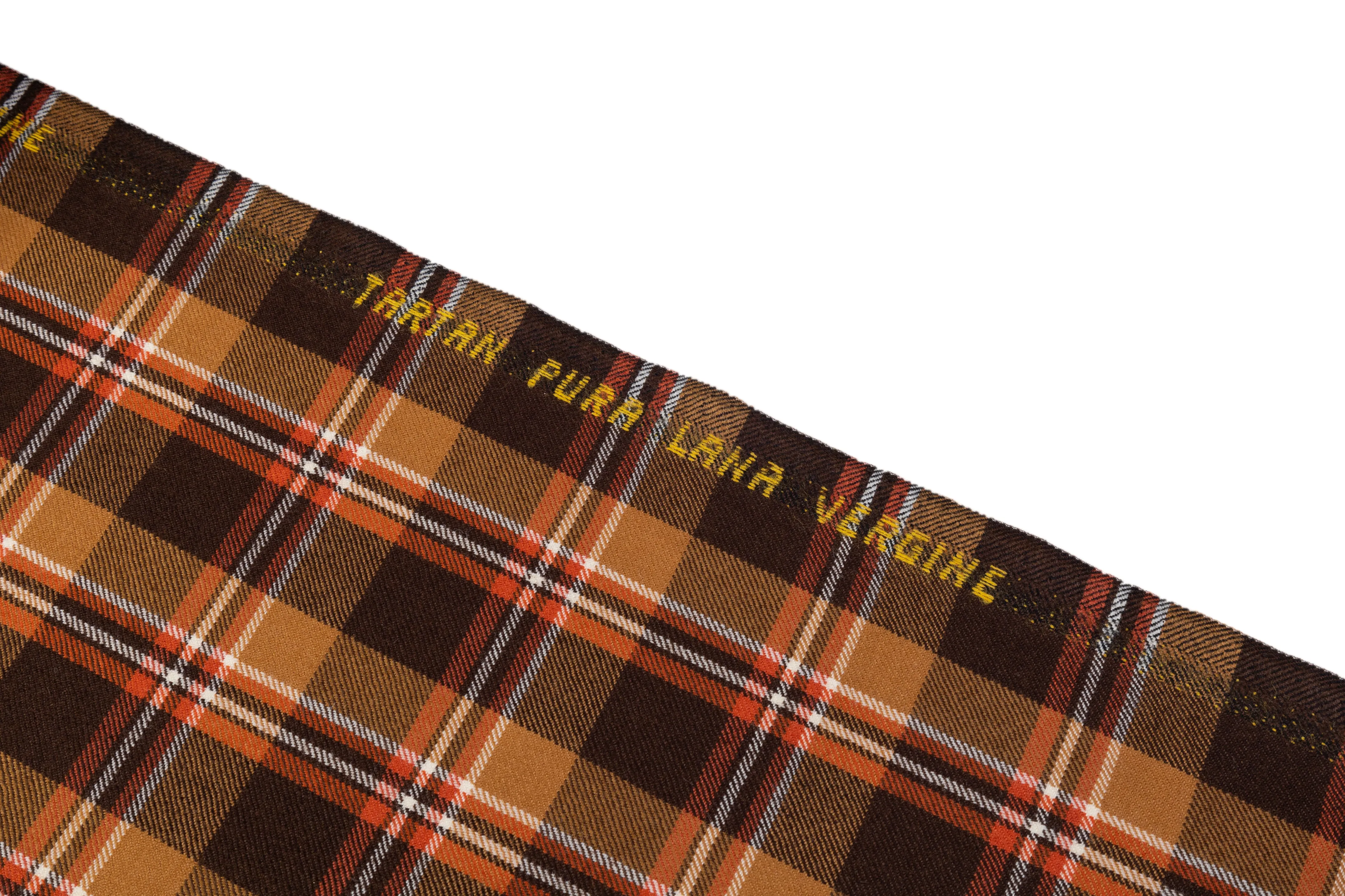 Tartan Italian Wool Suiting - Brown / Orange