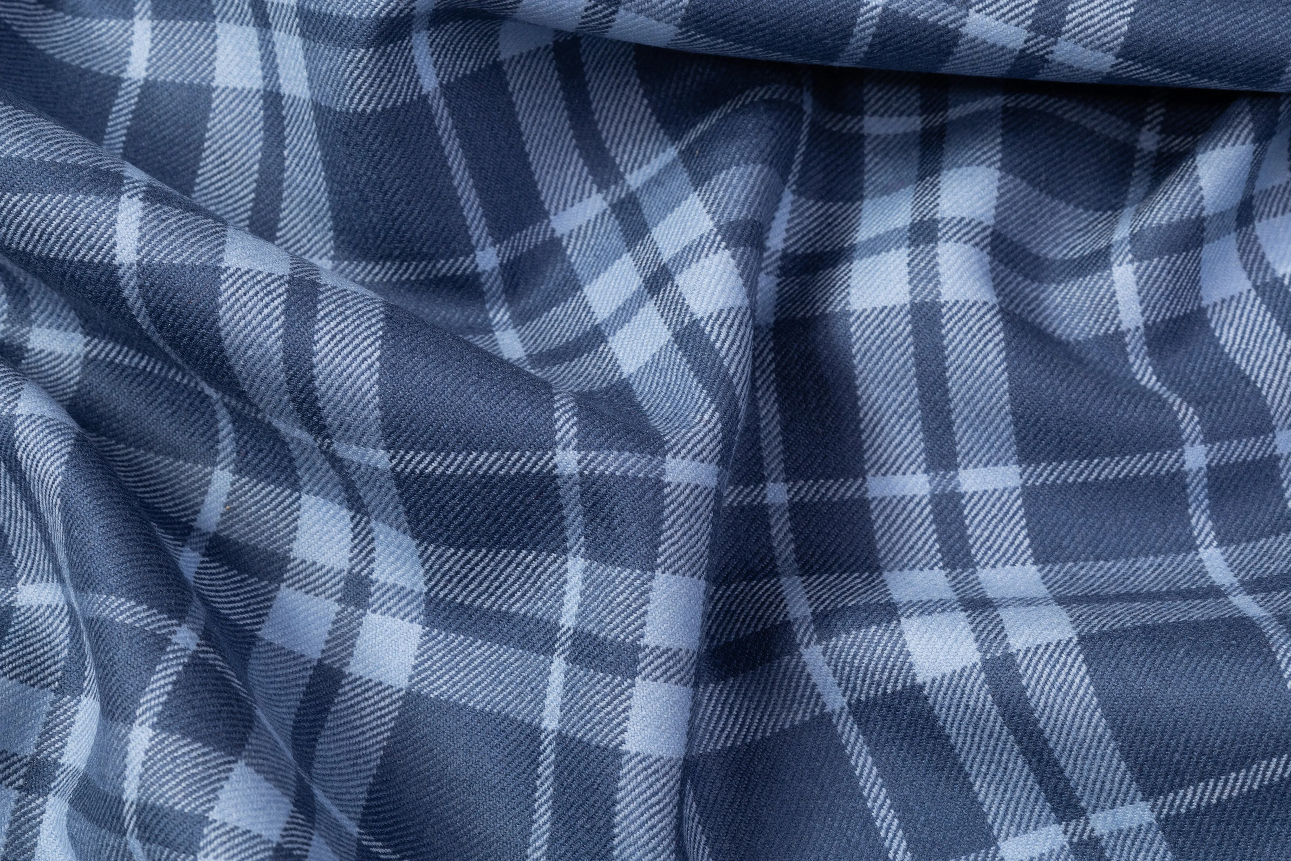 Tartan Italian Wool Suiting - Dusty Blue