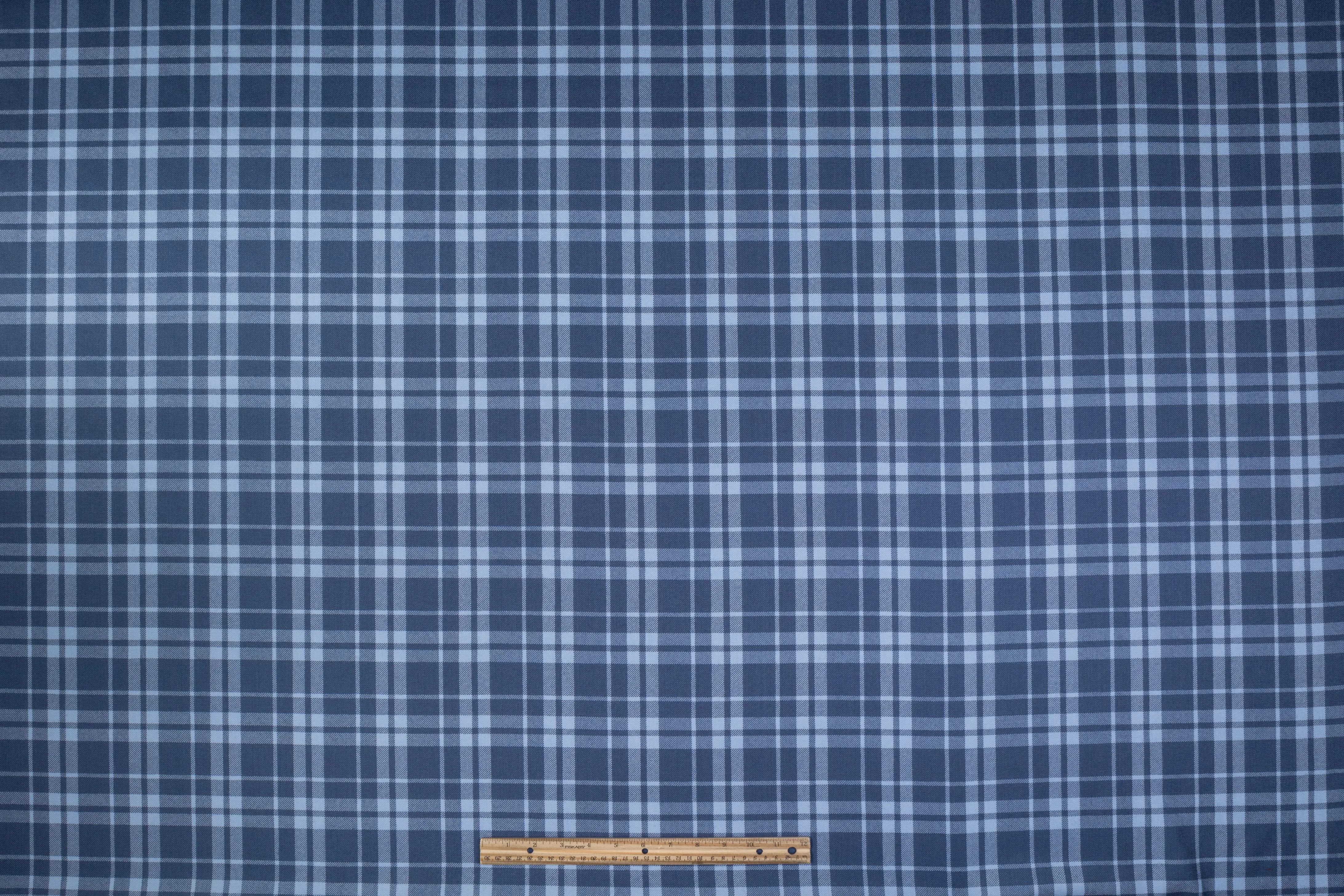 Tartan Italian Wool Suiting - Dusty Blue