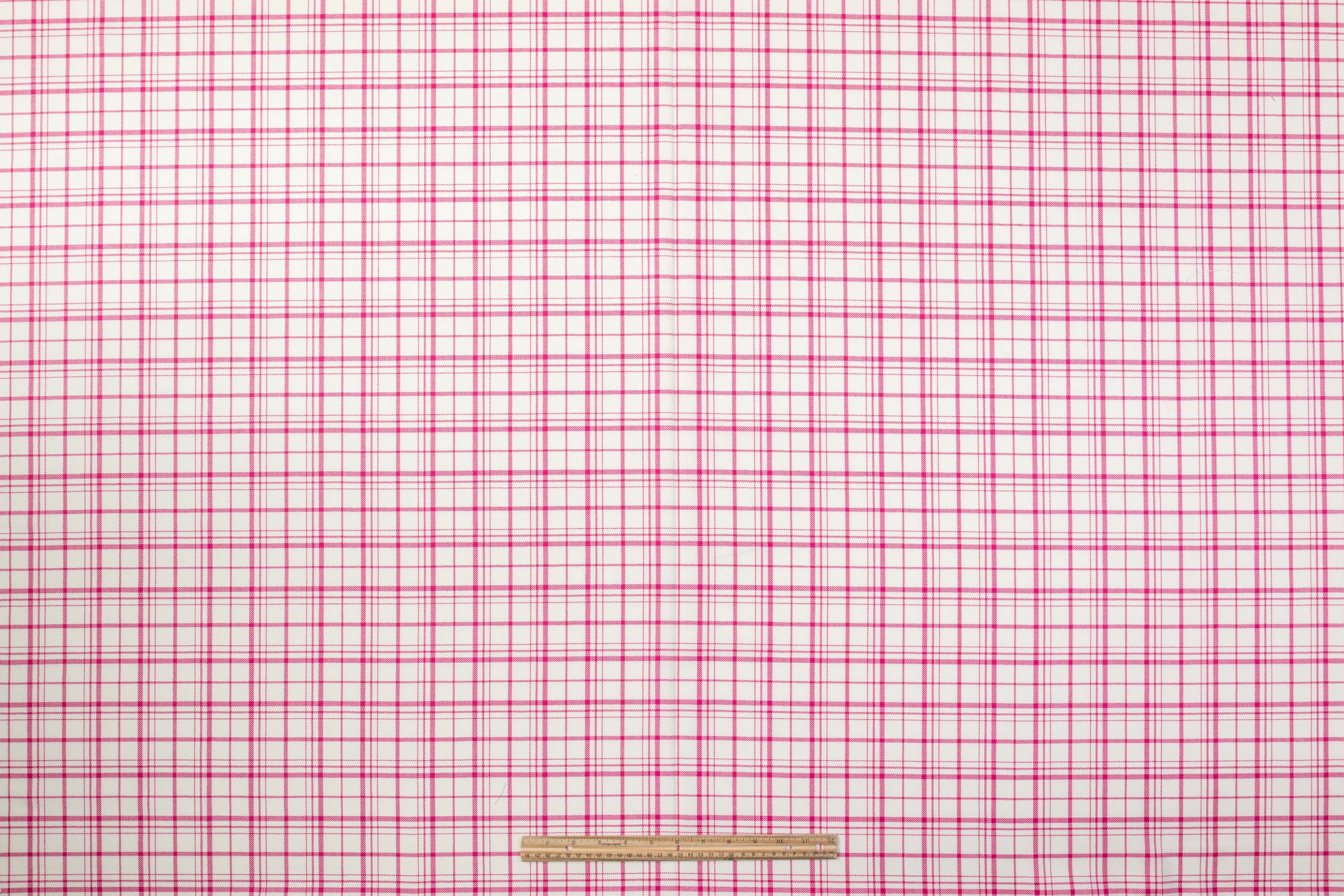 Tartan Italian Wool Suiting - Pink / White