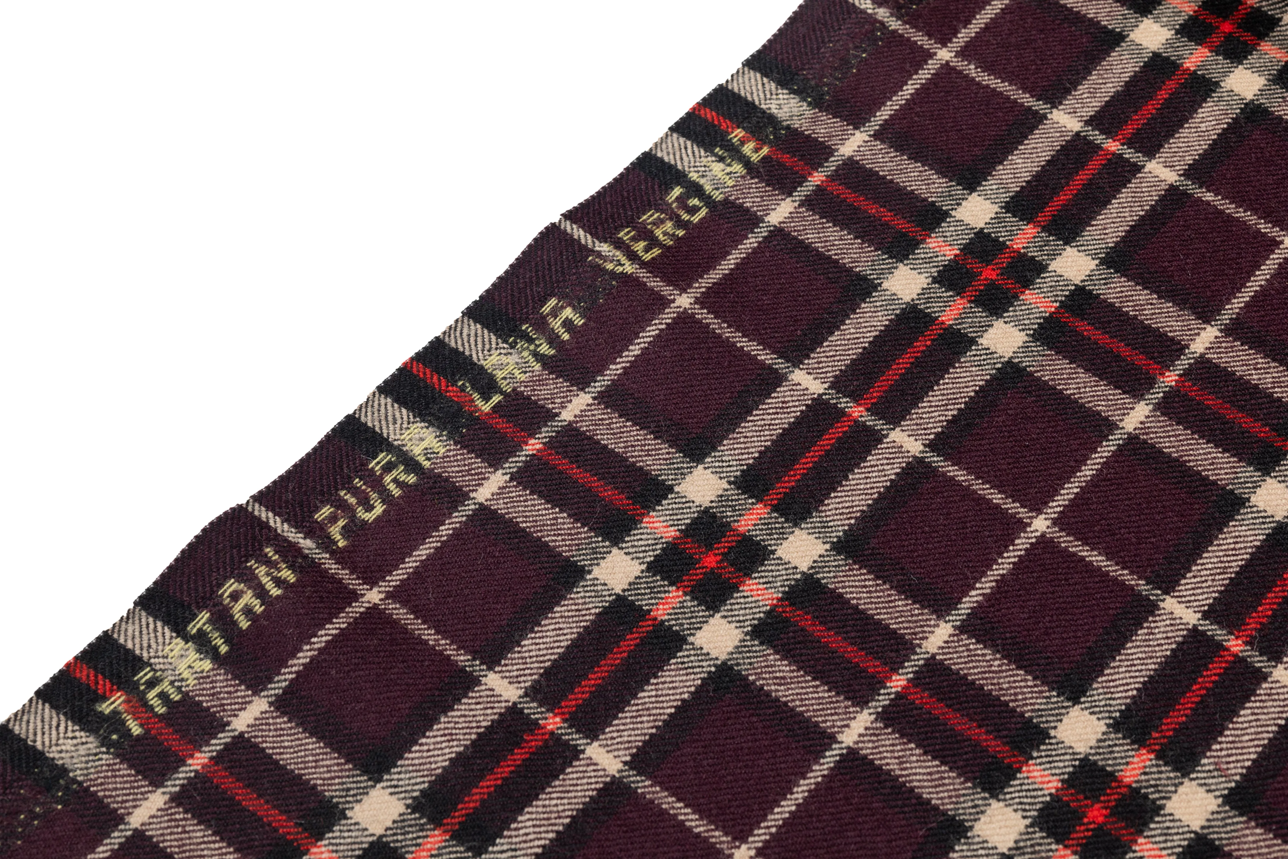 Tartan Italian Wool Suiting - Purple / Khaki / Red