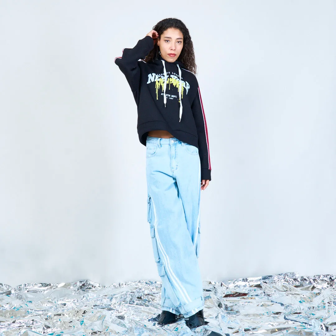 Varsity-inspired cropped hoodie wholesale