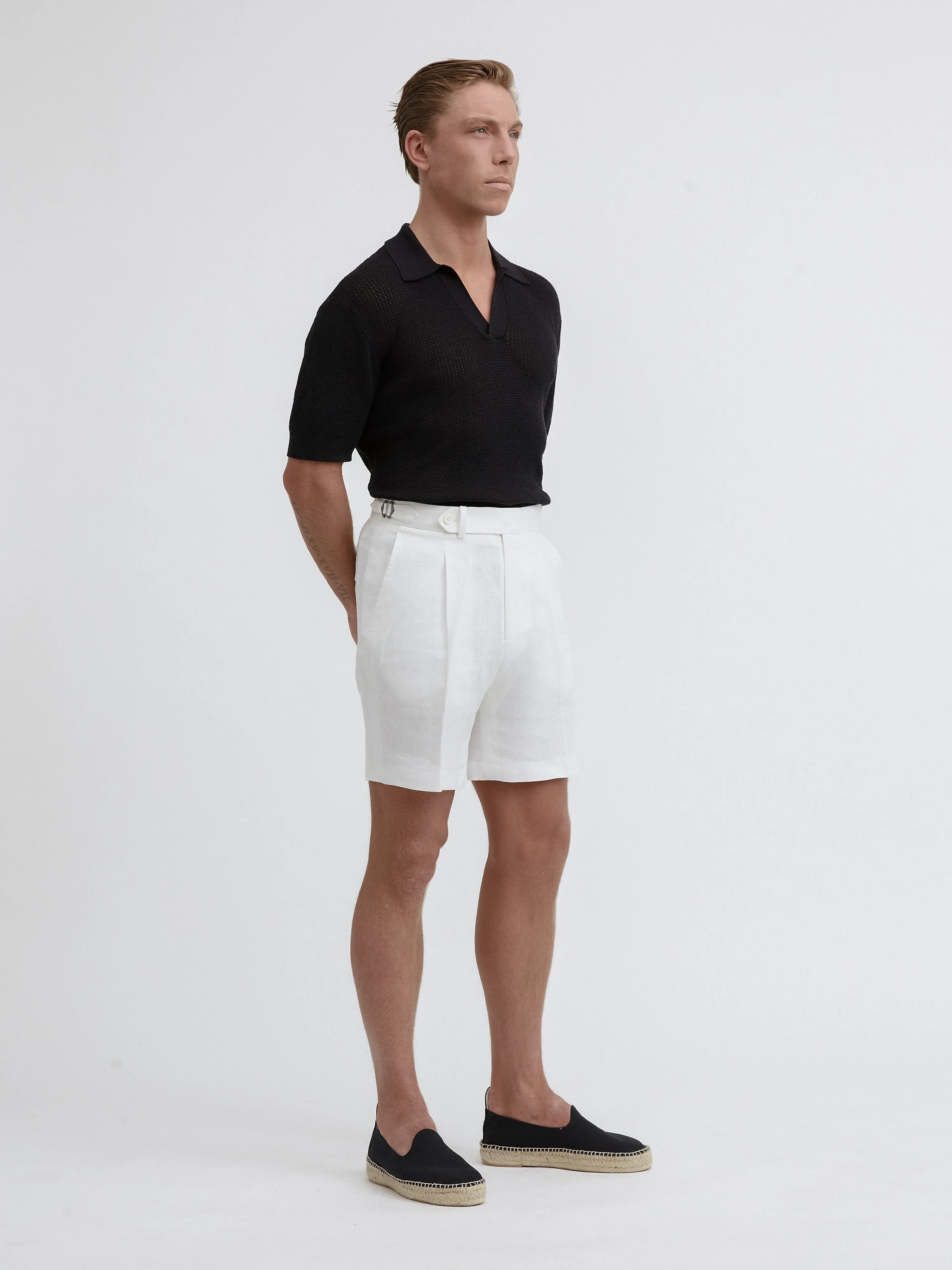 White Linen Oscar Shorts (Wide Fit)