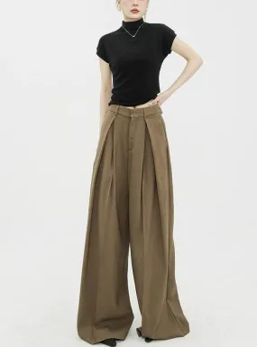 Wide Leg Criss-Cross Pleated Palazzo Trousers