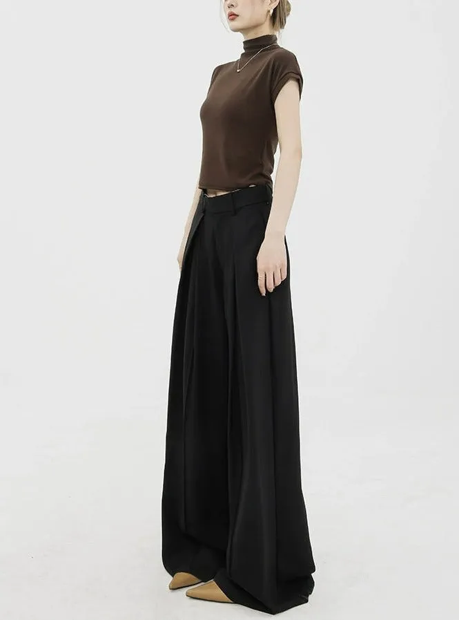 Wide Leg Criss-Cross Pleated Palazzo Trousers