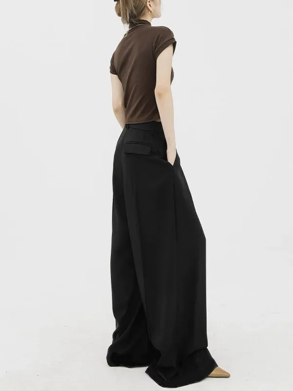 Wide Leg Criss-Cross Pleated Palazzo Trousers