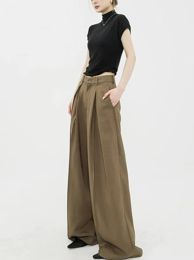 Wide Leg Criss-Cross Pleated Palazzo Trousers