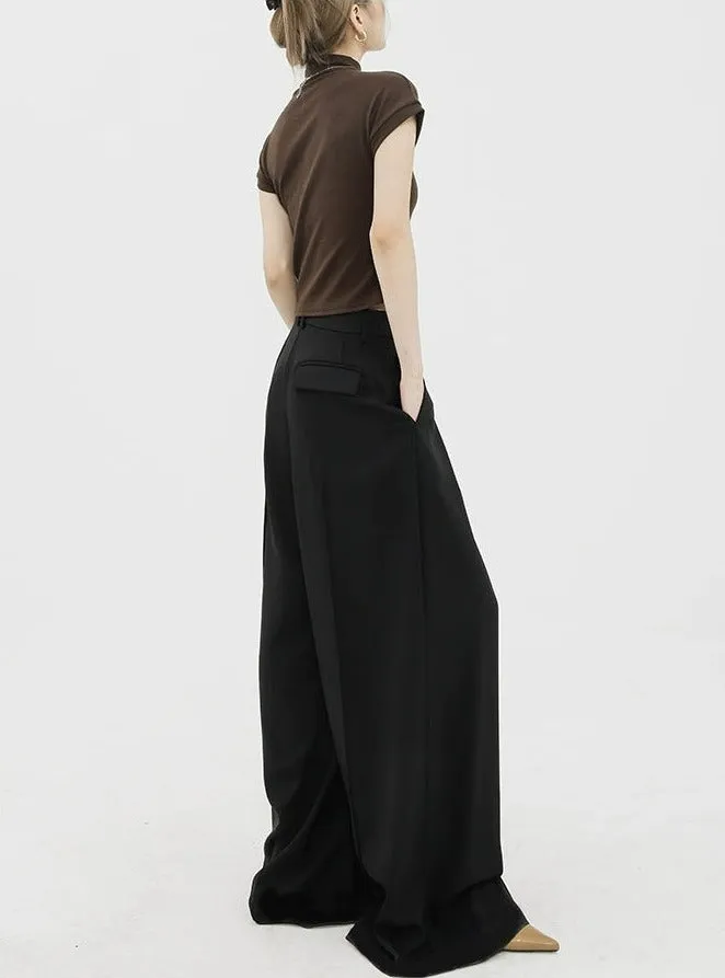 Wide Leg Criss-Cross Pleated Palazzo Trousers