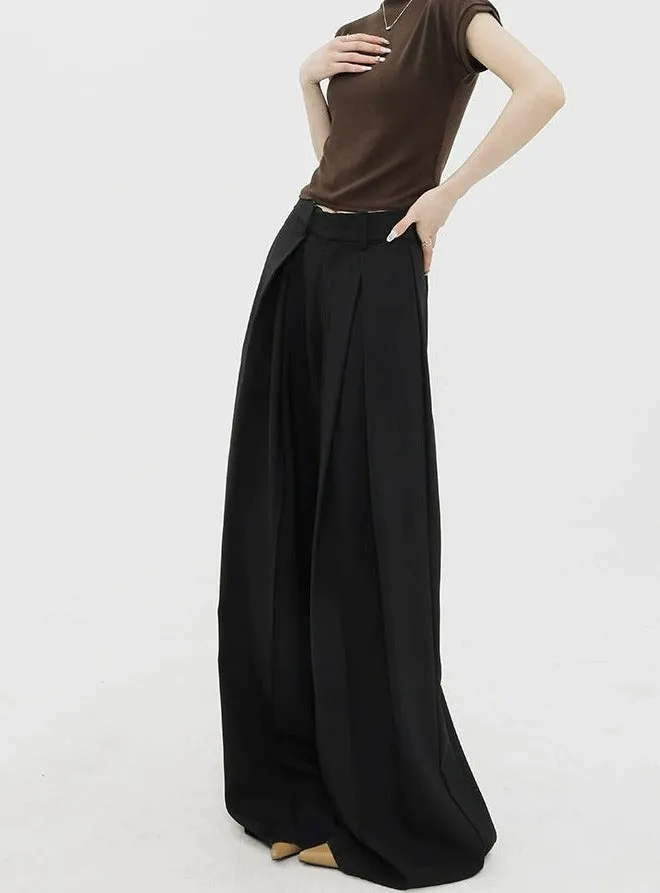 Wide Leg Criss-Cross Pleated Palazzo Trousers