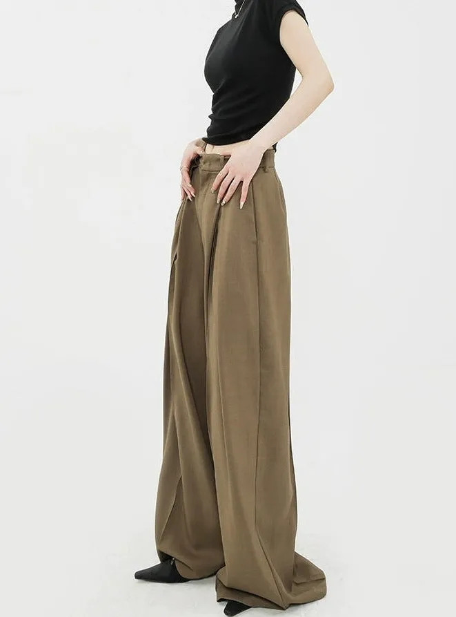 Wide Leg Criss-Cross Pleated Palazzo Trousers