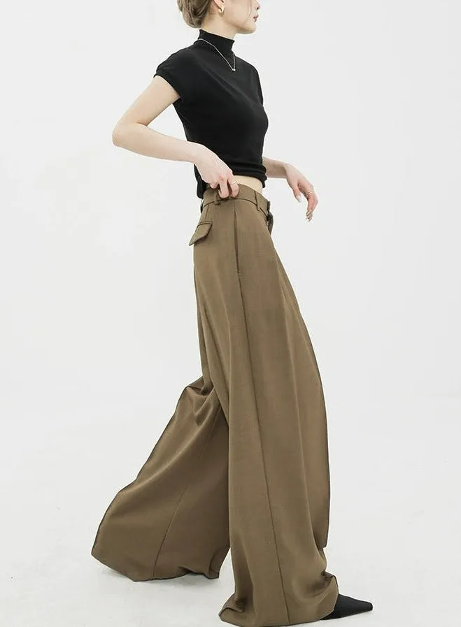 Wide Leg Criss-Cross Pleated Palazzo Trousers