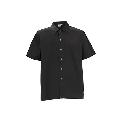 Winco UNF-1KXXL Black Poly-Cotton Blend Short Sleeved Chef Shirt – Double Extra Large