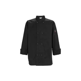 Winco UNF-6KL Black Poly-Cotton Men’s Tapered Fit Chef Jacket – Large