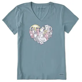 Women's Heart Of Cats Short Sleeve Vee