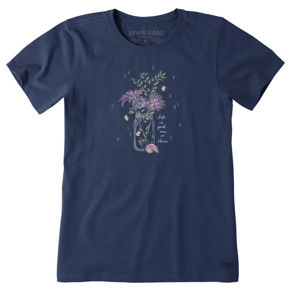 Women's Rain or Shine Flower Jar Short-Sleeve Crusher-LITE Tee - Darkest Blue