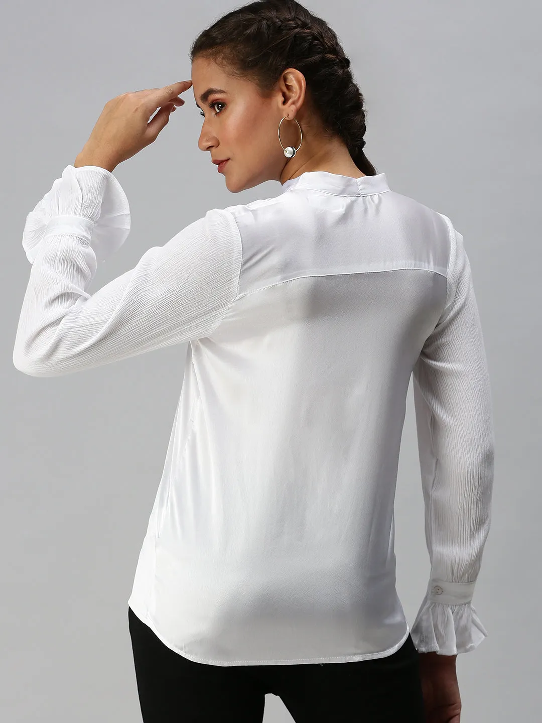 Women's White Solid Tops