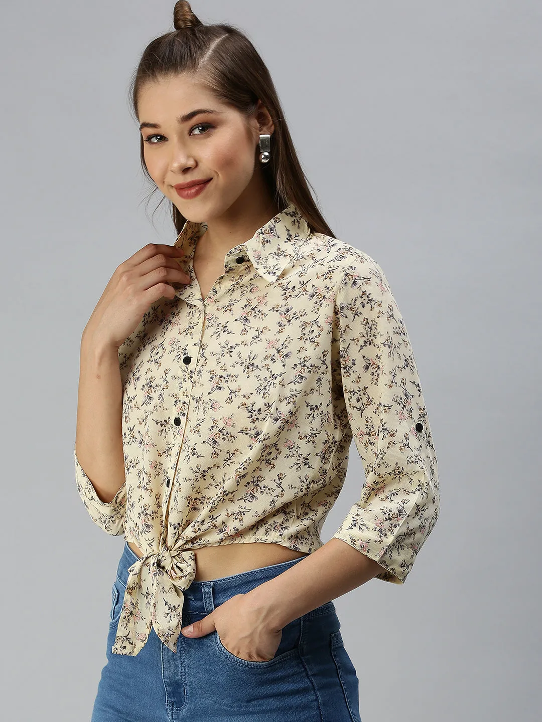 Women's Yellow Printed Tops